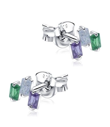 Rectangle CZ Stone Silver Ear Stud STS-5331